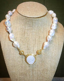 Baroque Pearl Necklace with Magnetic Druzy Enhancer SOLD SEPARATELY